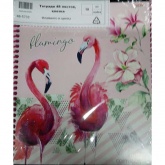 Тетрадь 48л. кл."Фламинго  цветы" цветная спираль, цветная мелованная обложка 48-5733