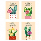 Блокнот 40л. А6 "Цветущие кактусы-1" на гребне, цветная мелованная обложка