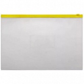 Папка на молнии А4 0,15мм жёлтая-молния , карман под визитку 816730