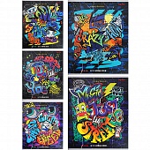 Тетрадь 48л. кл. "Клёвое граффити-1" лён, цветная мелованная обложка