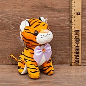 Мягкая игрушка Тигр с бантом 15см. музыкальный цвета в ассортименте