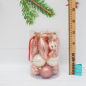 н.г. Набор ёлочных шаров+фигурки 17шт. в пластиковой упаковке, розовое-золото н.г. Набор ёлочных шаров+фигурки 17шт. в пластиковой упаковке, розовое-золото