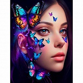 Мозаика алмазная 30*40см."Бабочки на лице" Мозаика алмазная 30*40см."Бабочки на лице"